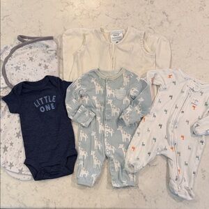 Newborn boy Bundle includes Halo White sleep sack and Swaddler.